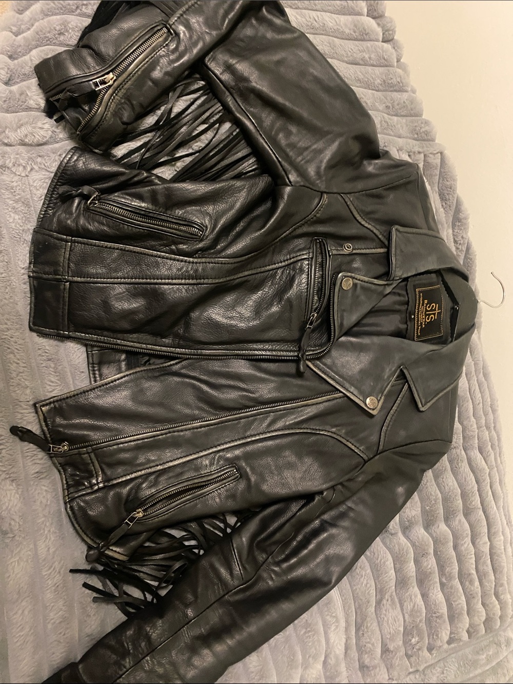 STS Ranchwear Black Leather Fringe Jacket
